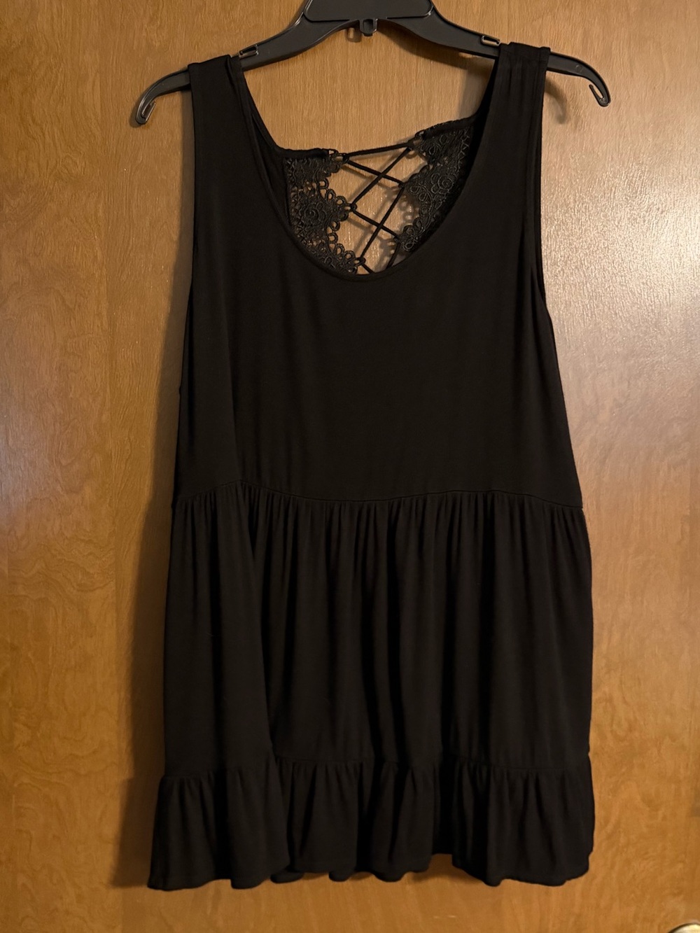 torrid Black Lace-Up Back Ruffle Tank Top